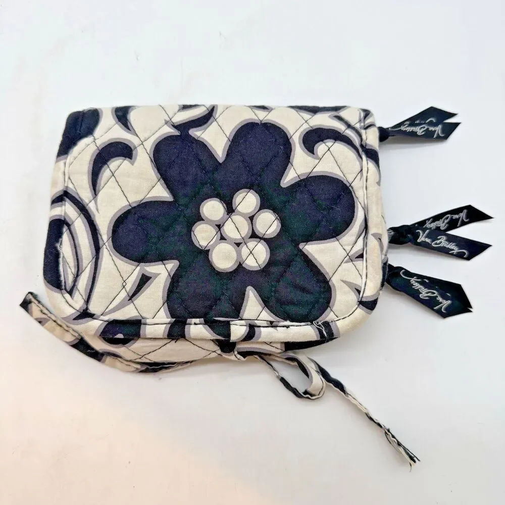 Vera Bradley Night and Day Travel Jewelry Organizer Case Tie Closure 3 Zip Pouch